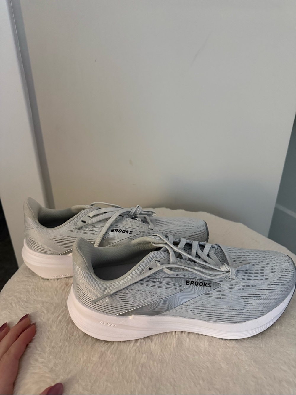 Brooks Light Gray and White Athletic Running Sneakers - Picture 3 of 11